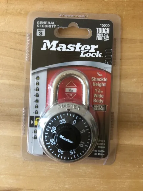Master Lock Anti-Shim 3-Digit Combination Lock #1500D Black