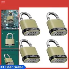 Combination Padlock 4 Pack Heavy Duty Weatherproof Resettable Zinc Body Dual