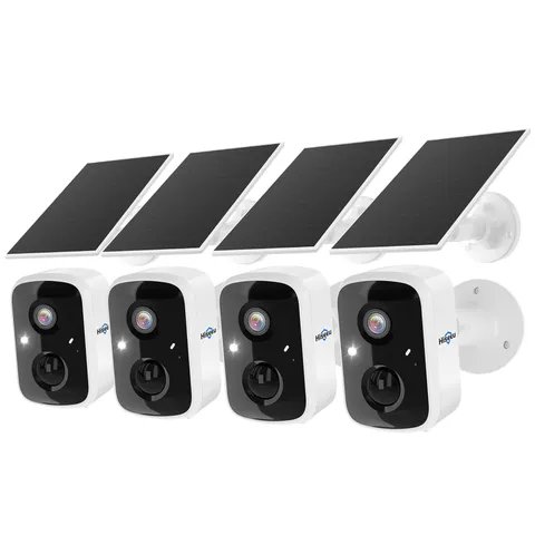Hiseeu Solar Camera Security Outdoor, 4 Pack 100% Wireless 4MP WiFi Cameras