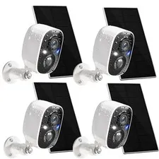 GMK Solar Security Cameras Wireless Outdoor 4 Count (Pack of 1), White