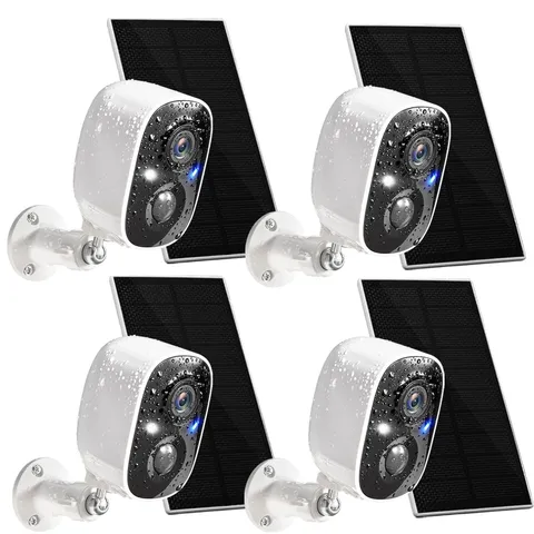 GMK Solar Security Cameras Wireless Outdoor 4 Count (Pack of 1), White
