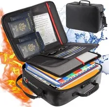 Fireproof Document Bag with Lock, Water Resistant Safe Storage Organizer, 17 x