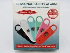 Fauxomor 140dB Personal Safety Alarm with Strobe Light, 2 Pack (Blue + Black)
