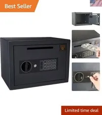 Drop Safe - Digital Compact Steel Money Security Box with Keypad - Deposit Ca...