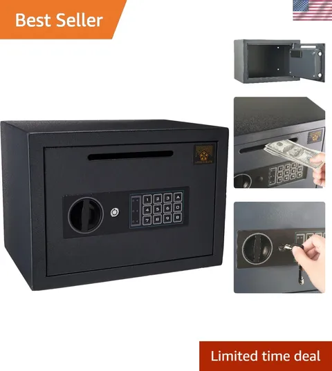 Drop Safe - Digital Compact Steel Money Security Box with Keypad - Deposit Ca...