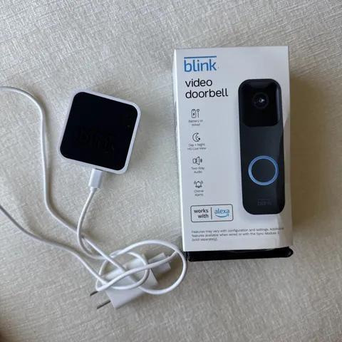 Blink Video Doorbell Camera Wi-Fi Smart Security System, Black And Sync Module