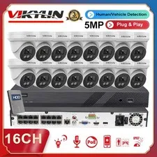 Vikylin 16CH POE NVR CCTV System 5MP IP Camera Outdoor IR Night Vision Audio Lot