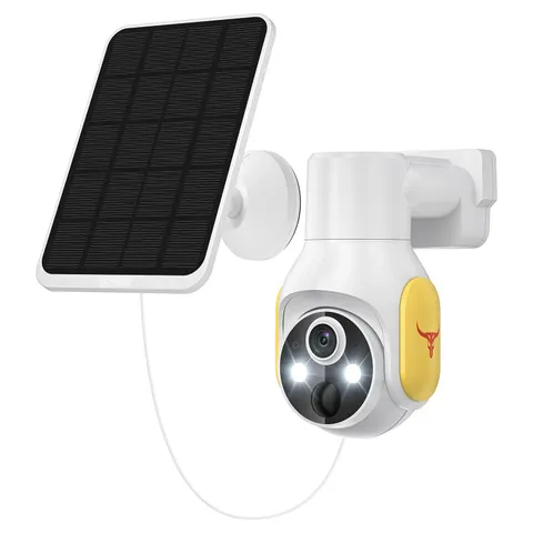 FameVibe 1080p Security Camera Wireless with Solar Panel, Smart AI White