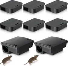 8 Pack Key Required Rat Station Box 2 Large & 6 Compact Outdoor Mouse Bait Stati
