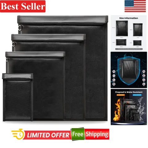 Faraday Bags Waterproof Fireproof Money Bag for Cash Important Documents 4 Pack