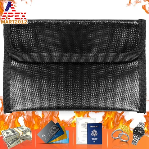 5x8" Small Fireproof Money Bag Travel Waterproof Safe Pouch Cash Passport Keys