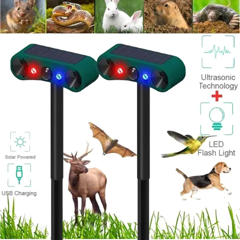 Solar Motion Sensor Alarm, Outdoor Animal Repeller Repellent Garden Cat Dog Fox