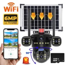 6MP Solar Camara PTZ WiFi Camera Exterior Seguridad Audio Vision Nocturna +32GB