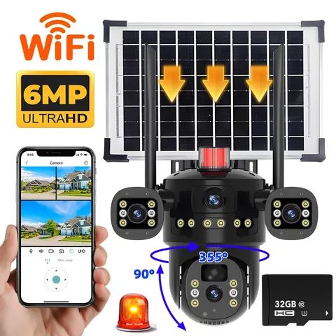 6MP Solar Camara PTZ WiFi Camera Exterior Seguridad Audio Vision Nocturna +32GB