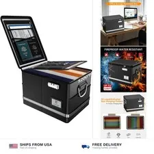 5200°F Fireproof Document Box, Foldable File Organizer with Lock | Fits Hangi...