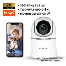 B-SPIN 2K 4MP Wireless Security Camera Tuya Dual Band 5G WiFi PTZ Home Monitor