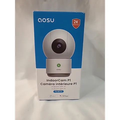 AOSU Indoor Cam P1 Pro Security Camera - 2K 360° White NEW D