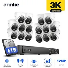 ANNKE 16CH 12MP NVR 3K POE AI Color Night Security Camera System Two Way Audio