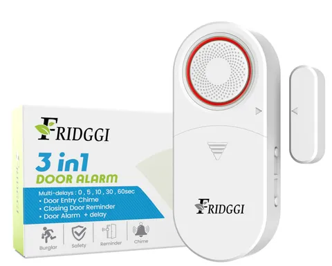 3-in-1 Alarm - Door Left Open Alarm, Chime with Delay, 0/5/10/30/60 Seconds, ...