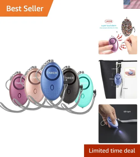 5-Pack Personal Safety Alarm Keychain - 140DB Self-Defense for Women & Kids