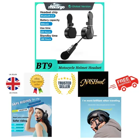 Motorcycle Bluetooth Headset - Wireless Helmet Earphone with Clip - 800mAh