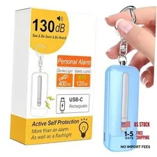 Personal Alarm for Women, Rechargeable with Safety Lights & Low Battery blue