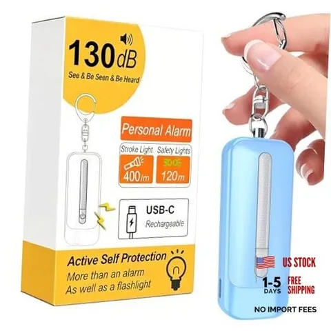 Personal Alarm for Women, Rechargeable with Safety Lights & Low Battery blue