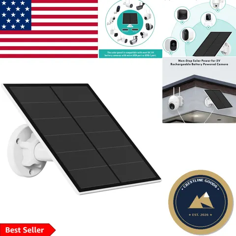 5W Solar Panel Charger for Outdoor Cameras -  Waterproof, 360° Adjustable