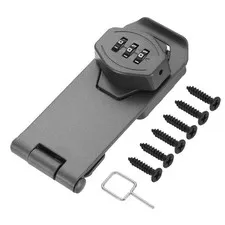 Keyless Cabinet Combination Lock 4" 3-Digit Password Hasp Lock Gray