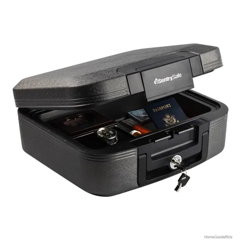 Fire and Water Resistant Chest Safe Key Lock Small Valuables Documents Digital