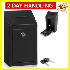 Metal Donation Box-Suggestion Box with Slot and lock-Cash Lock box for Money-...