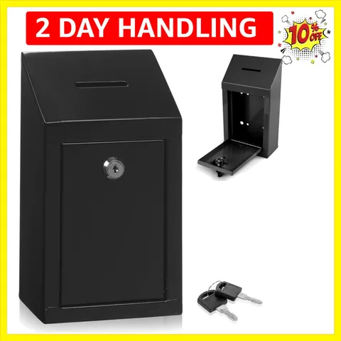 Metal Donation Box-Suggestion Box with Slot and lock-Cash Lock box for Money-...