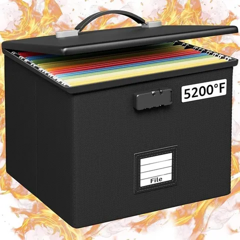 Fireproof File Box Portable Water Resistant Storage Secure Organizer Document