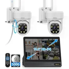 (2026 New) 5MP Wireless Security Camera System, 10" IPS Monitor 10CH NVR, Dua...