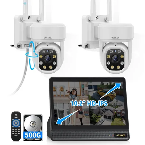 (2026 New) 5MP Wireless Security Camera System, 10" IPS Monitor 10CH NVR, Dua...