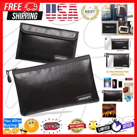 Fireproof Money Bag - 10.6"x6.7" & 5"x8" Small Fireproof Bags, Bank Deposit &...