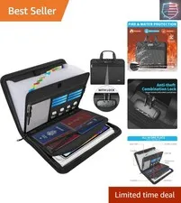 Fireproof Accordion File Organizer with Lock, Important Document Organizer Ho...