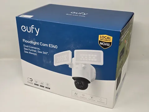 eufy Floodlight Dual Lens Security 3K PTZ Camera E340 w/ WIRING KIT 2000 Lumens