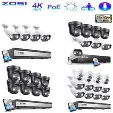 ZOSI 16CH 8MP NVR 4K POE Security IP Camera System Audio Recording 4TB HDD IP66
