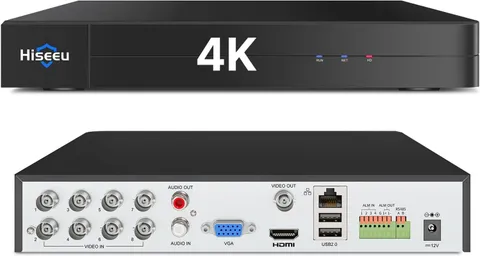 Hiseeu 4K 8 Channel DVR Security Digital Video Recorder | Advanced 8MP DVR with