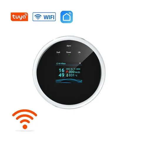 Tuya Wifi Leak with Temperature Function Combustible Gas Detectors Support Home 