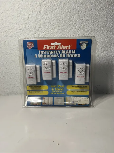 First Alert Instant Alarm For 4 Windows or Doors Peel and Stick As Seen on TV