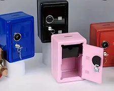Small Metal Money Safe Cash Box, Key Lock w/ Deposit Slot, Pink