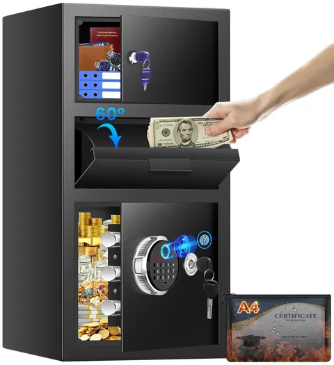 5.8 Cuft Biometric Depository Drop Safe for Business, Heavy Duty Fingerprint ...