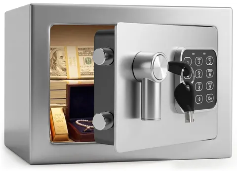 SereneLife Electronic Safe Box | Heavy Duty 9.1 x 6.7” Money Safe | Digital T...