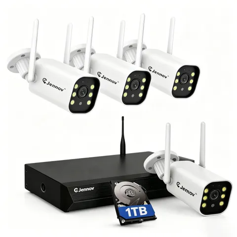JENNOV 10CH NVR 5MP Wireless Security Camera System Color Night Two Way Audio