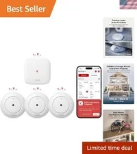 Wi-Fi Water Leak Detector Kit, 120 dB, 3 Sensors + Base, | Real-Time Alerts, ...