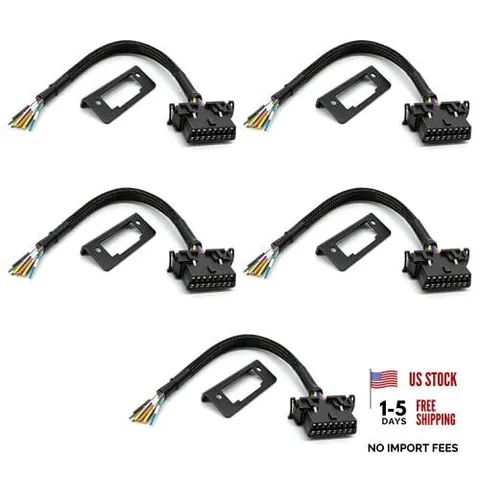 OBD2 J1962 Female to Open Pigtail Cable Bracket 16PIN OBDII Port 5 PCS