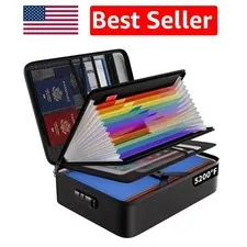 Secure Fireproof Document Bag with 13 Colorful Pockets & Combination Lock
