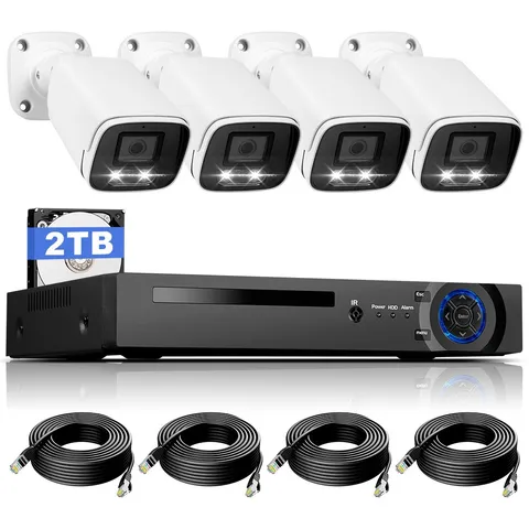 4MP POE Security Camera System 8CH NVR Smart Detection Night Vision with 2TB HDD
